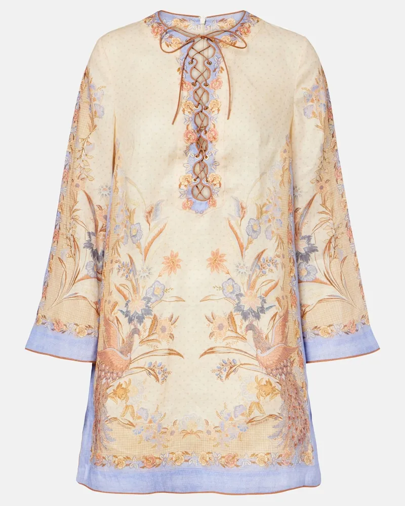 Zimmermann Tunica Indra in lino con stampa floreale Giallo