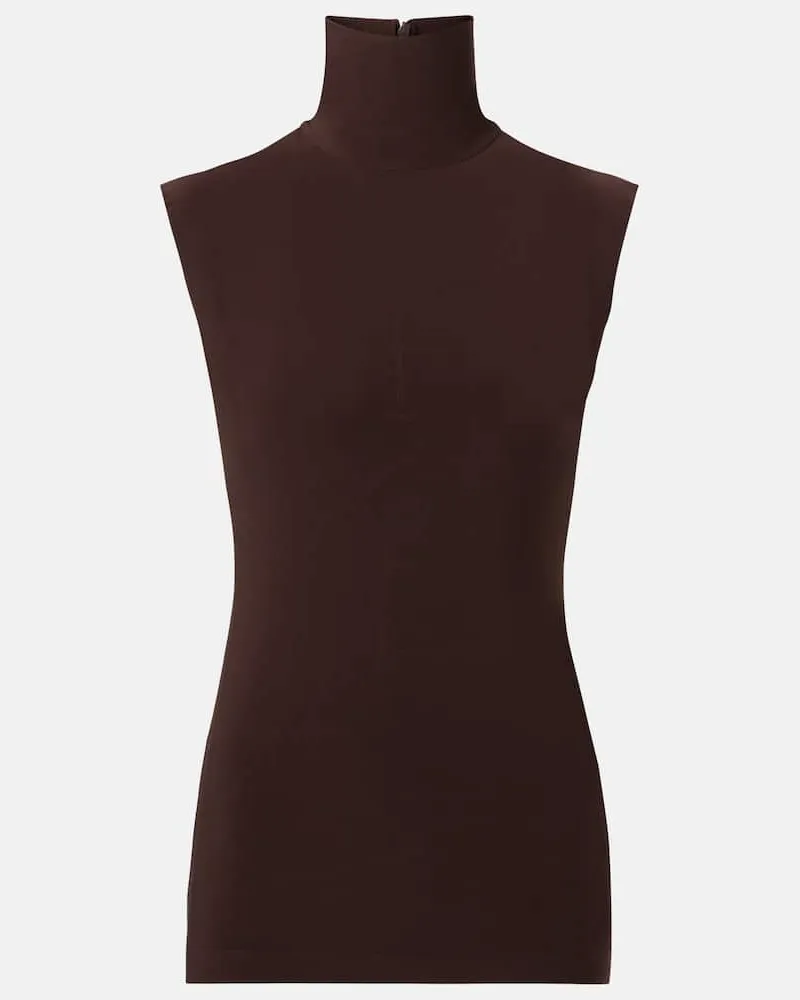 Norma Kamali Top in jersey Marrone