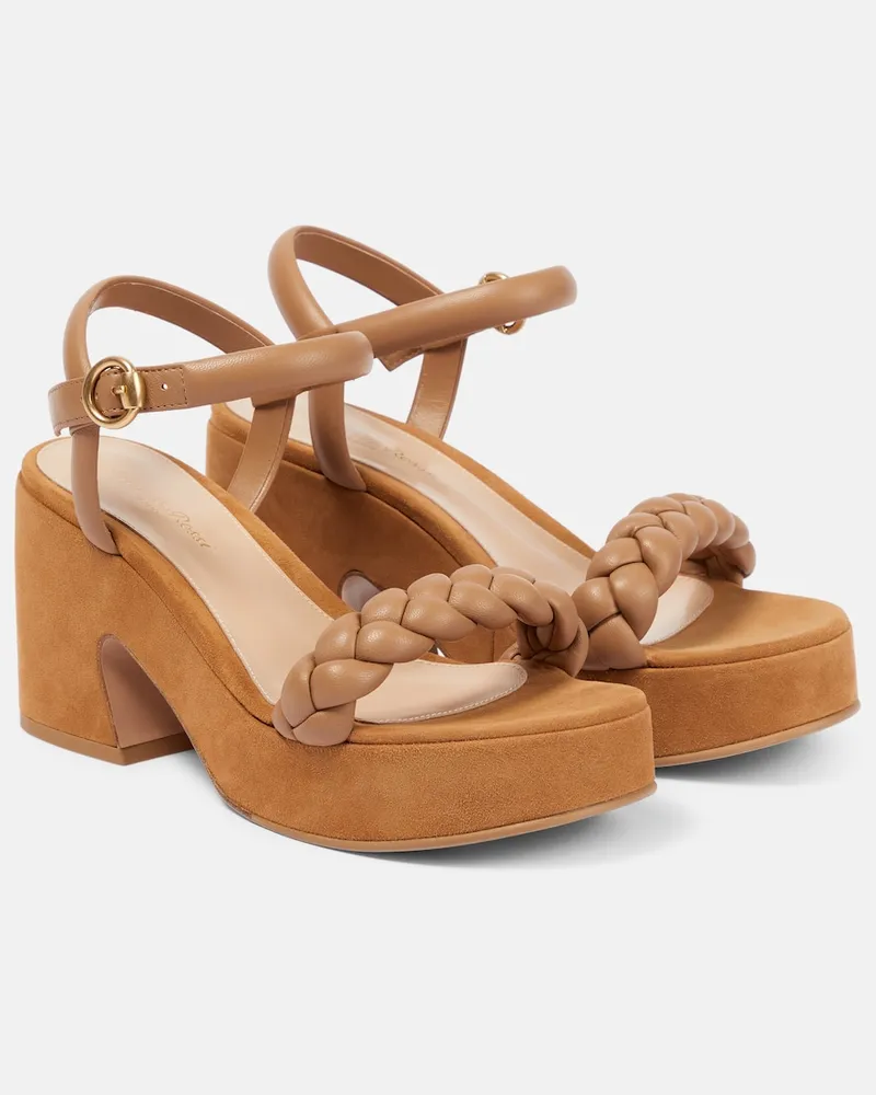 Gianvito Rossi Sandali in pelle e suede con platform Marrone