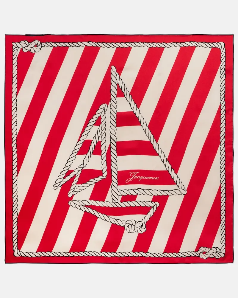 Jacquemus Foulard Bateau Corde in seta con stampa Rosso