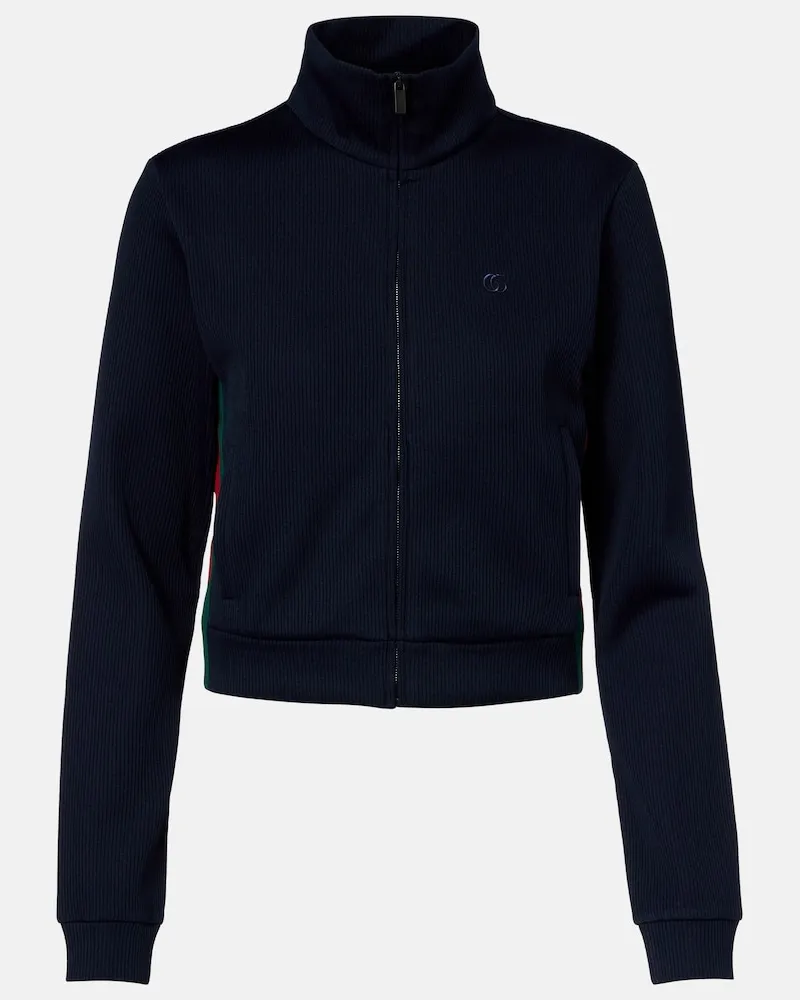 Gucci Felpa Web Stripe in jersey Blu