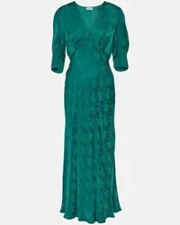 RIXO Abito midi Zadie in crêpe jacquard Verde