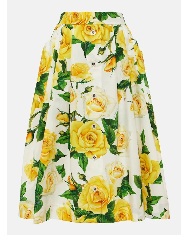 Dolce & Gabbana Gonna in cotone con stampa Bianco