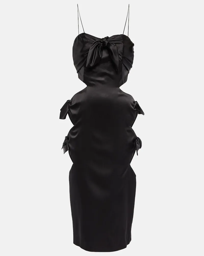 Alessandra Rich Abito midi in misto seta con cut-out Nero