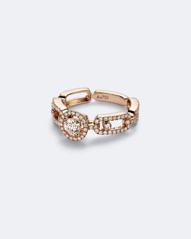 Messika Anello Move Link Small in oro rosa 18kt con diamanti Oro
