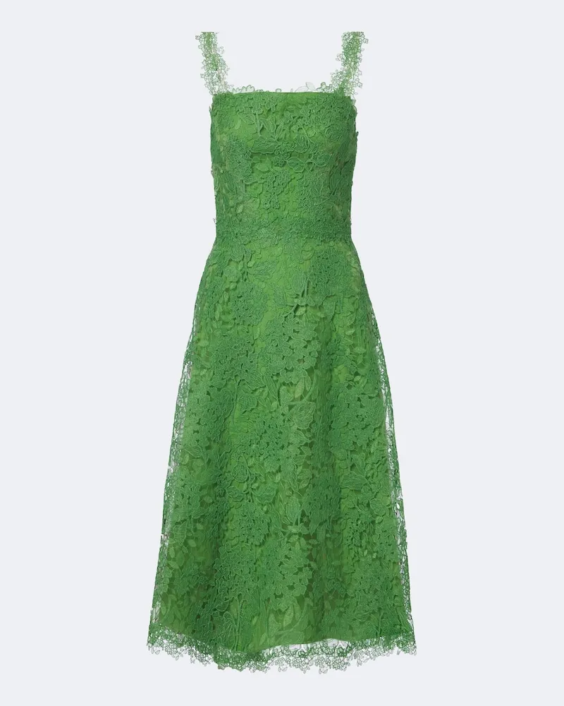 Carolina Herrera New York Abito midi in pizzo floreale Verde
