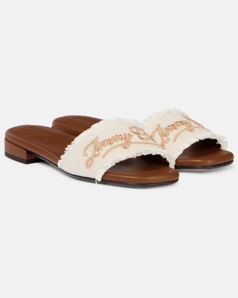 Jimmy Choo Sandali Joa in canvas con ricamo Neutro