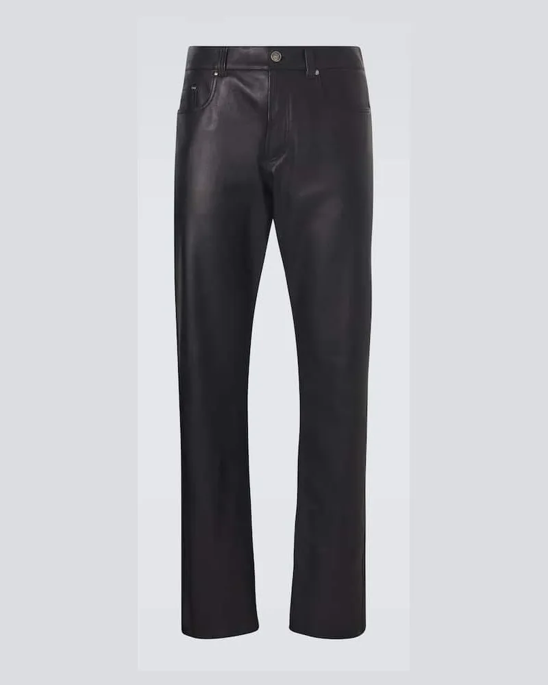 Versace Pantaloni regular in pelle Nero