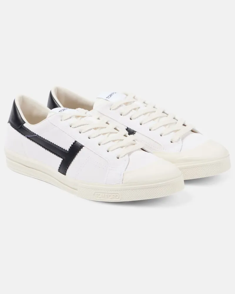 Tom Ford Sneakers in pelle con logo Bianco