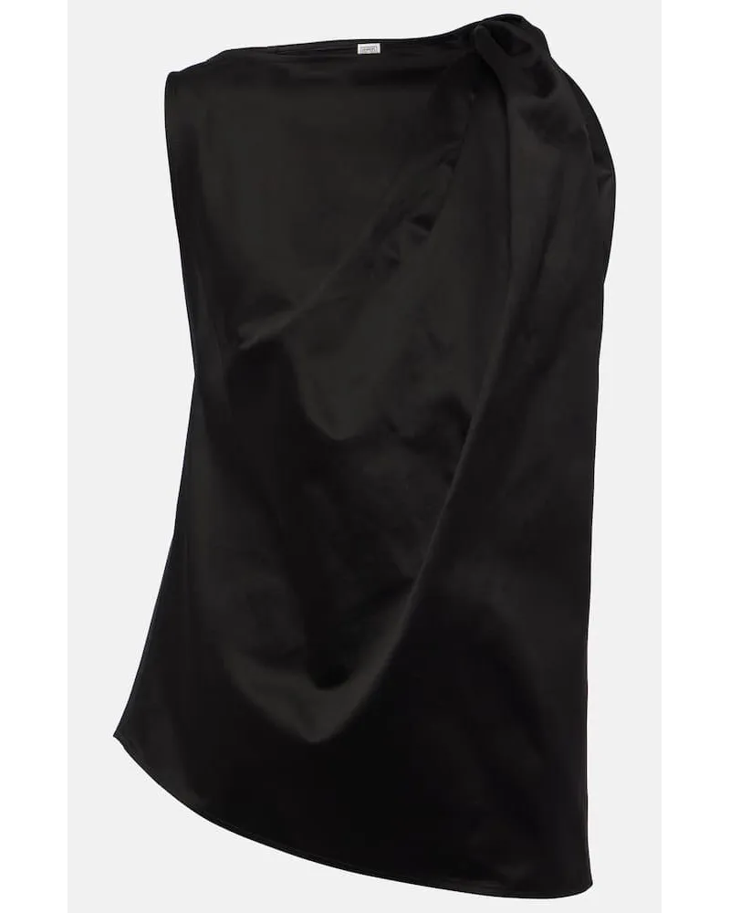 Totême Top in cotone e lino Nero
