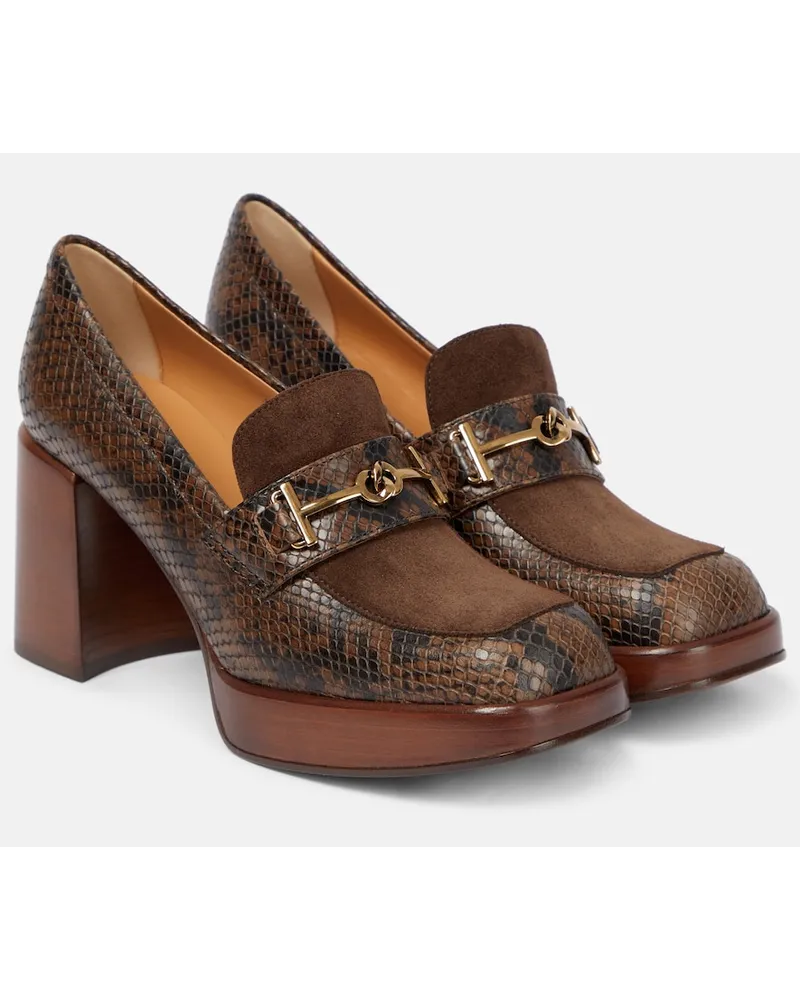 TOD'S Pumps in pelle con stampa Marrone