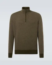 Loro Piana Pullover Roadster in cashmere con zip Verde