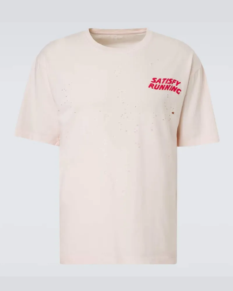 Satisfy T-shirt MothTech in jersey di cotone distressed Rosa