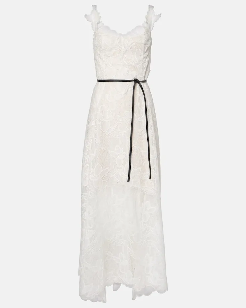 Oscar de la Renta Abito lungo in pizzo Bianco