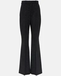 Balmain Pantaloni flared in misto lana a righe Nero