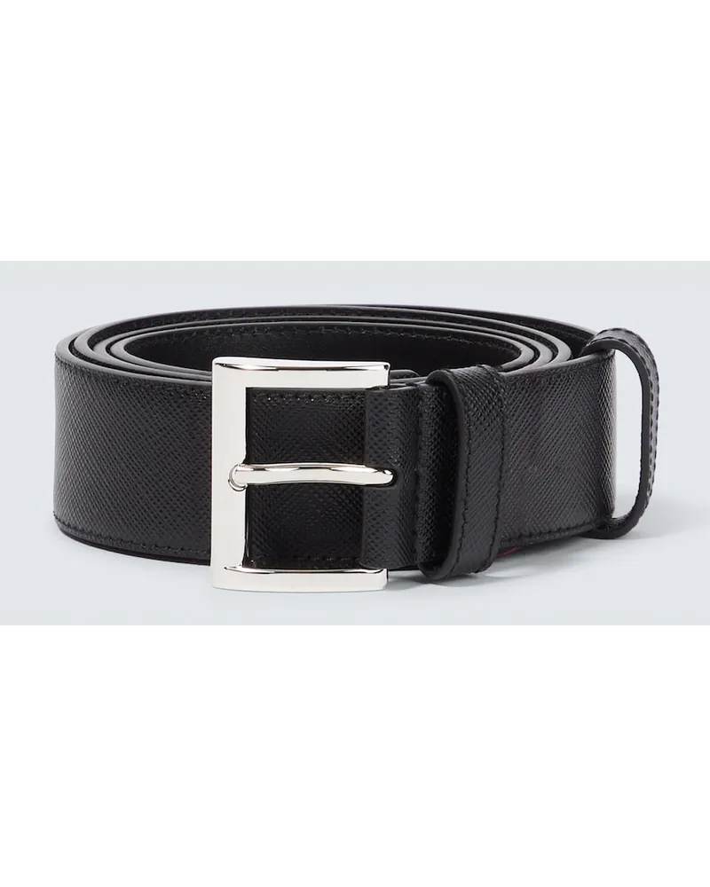 Prada Cintura in pelle Saffiano con logo Nero