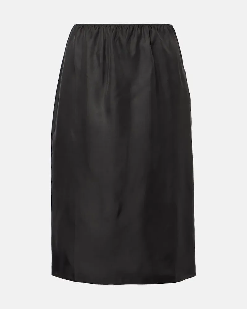 Prada Gonna midi in twill di seta Nero