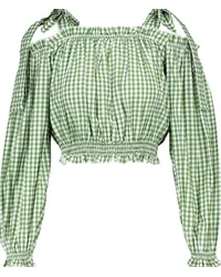 Alexandra Miro Blusa a quadretti in cotone Verde