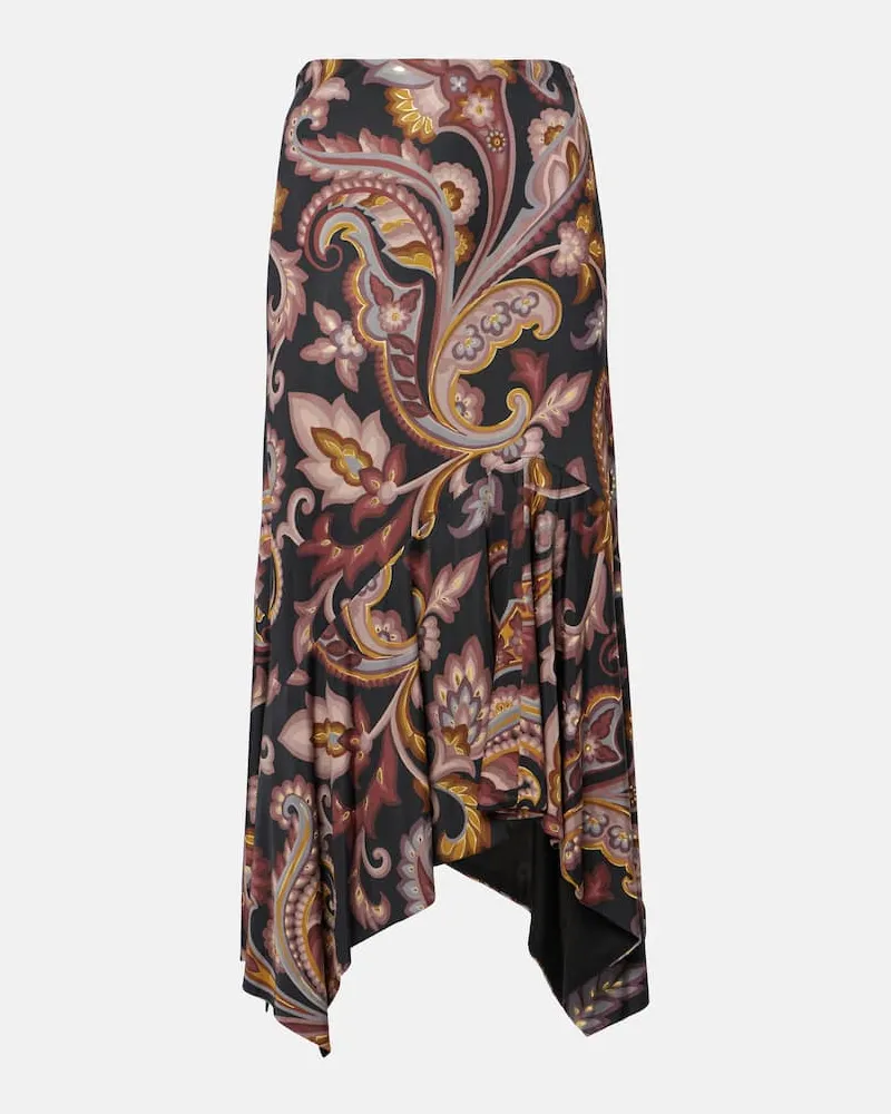 Etro Gonna lunga in jersey con stampa paisley Multicolore