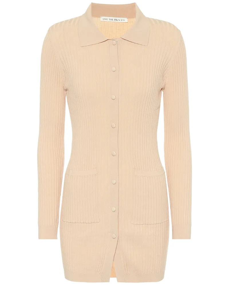 Live The Process Cardigan in maglia a coste Beige