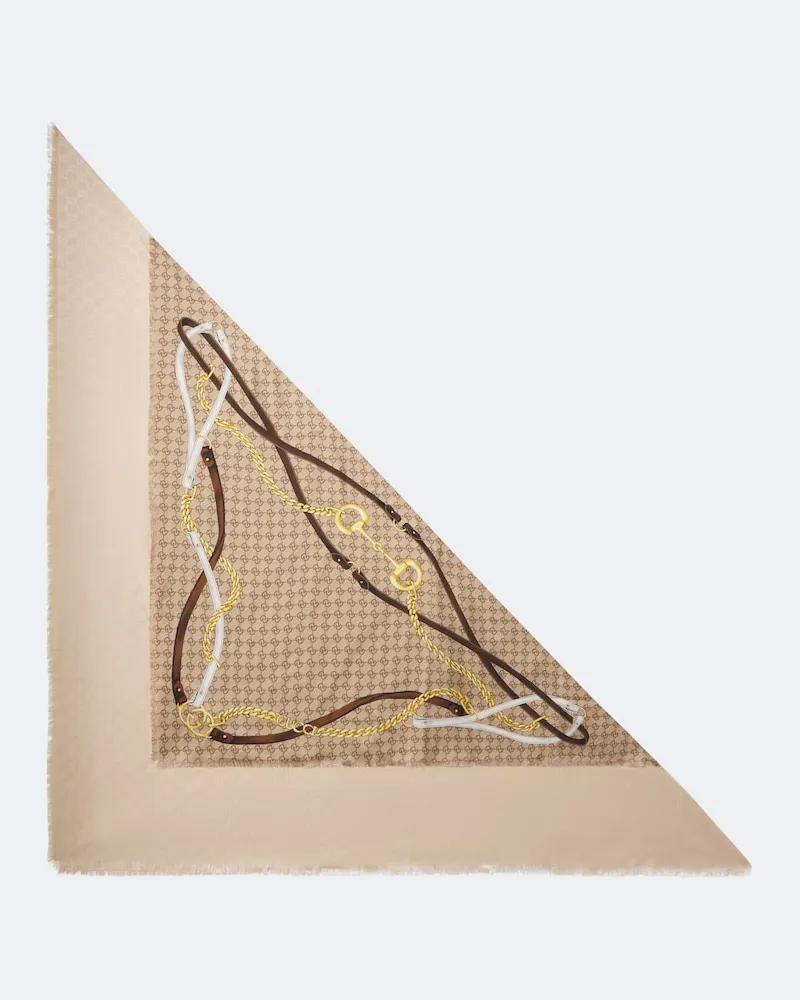 Gucci Sciarpa GG in twill di seta Beige