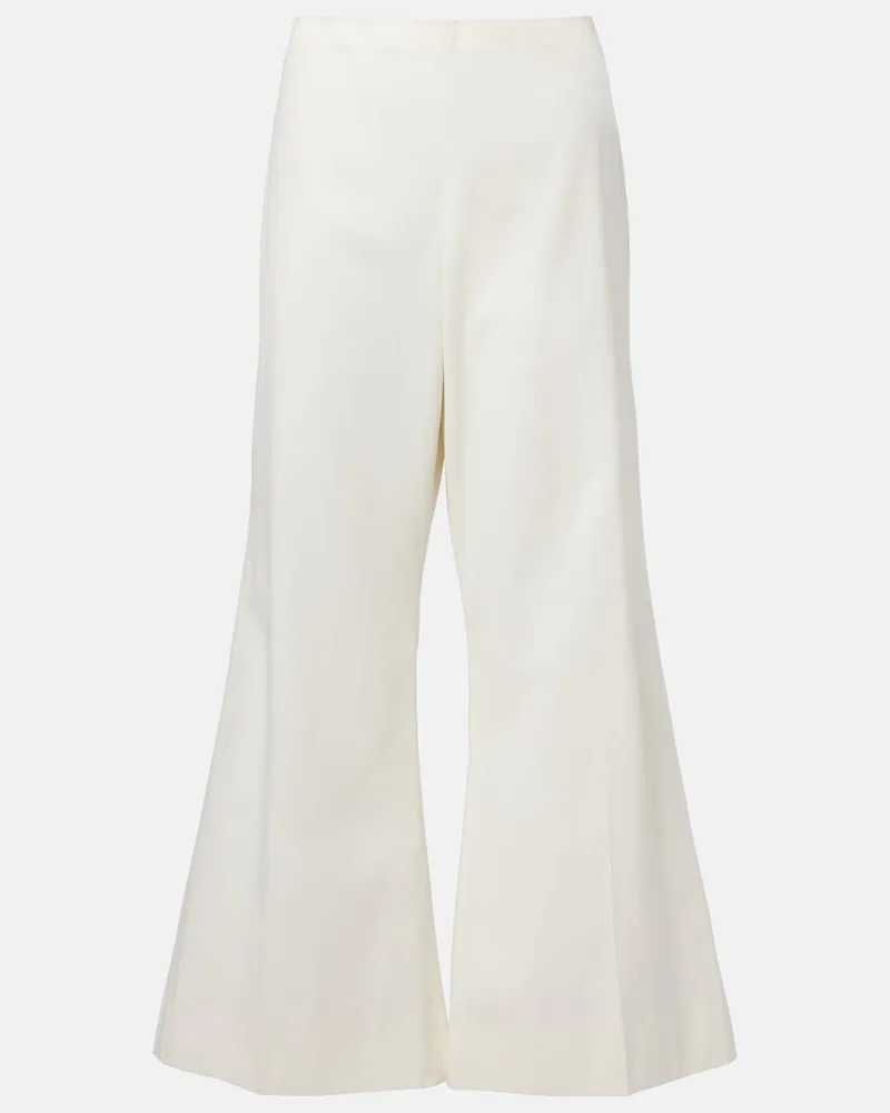 KHAITE Pantaloni flared Walter in cotone e seta Bianco