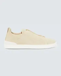 Ermenegildo Zegna Sneakers Triple Stitch in suede Beige