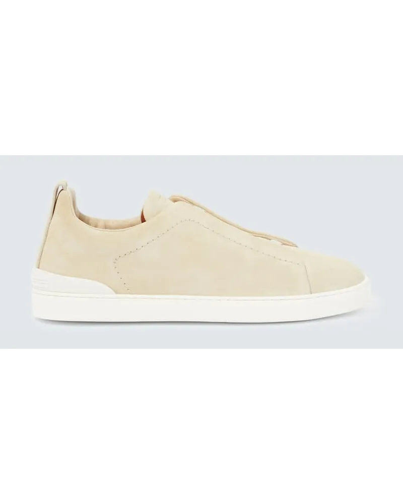 Ermenegildo Zegna Sneakers Triple Stitch in suede Beige