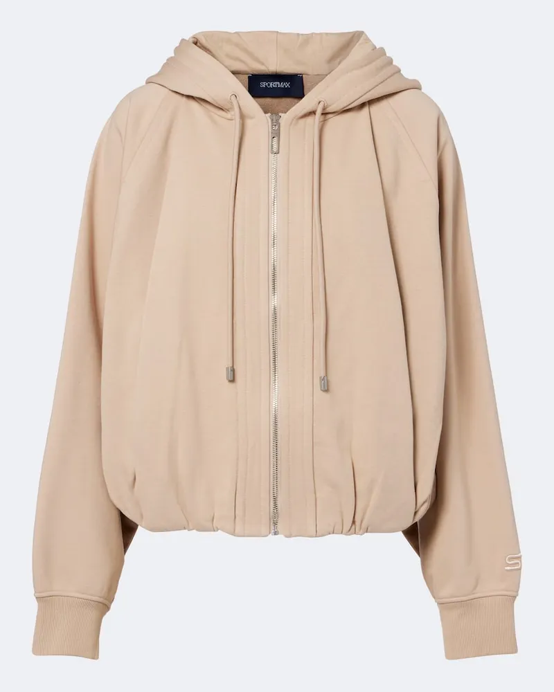 SPORTMAX Felpa con cappuccio in jersey di misto cotone Beige
