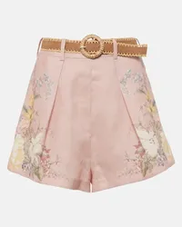 Zimmermann Shorts Waverly in lino con stampa floreale Rosa