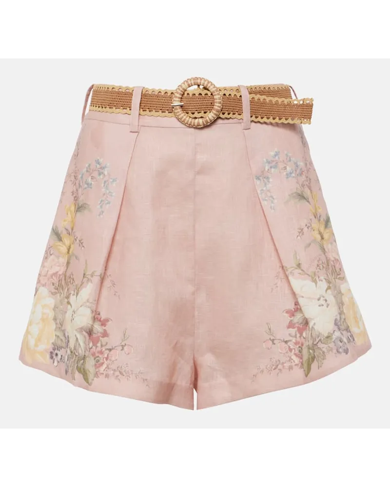 Zimmermann Shorts Waverly in lino con stampa floreale Rosa