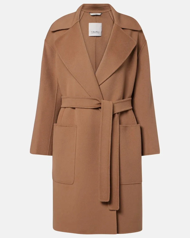 Max Mara Cappotto in lana vergine a portafoglio Marrone