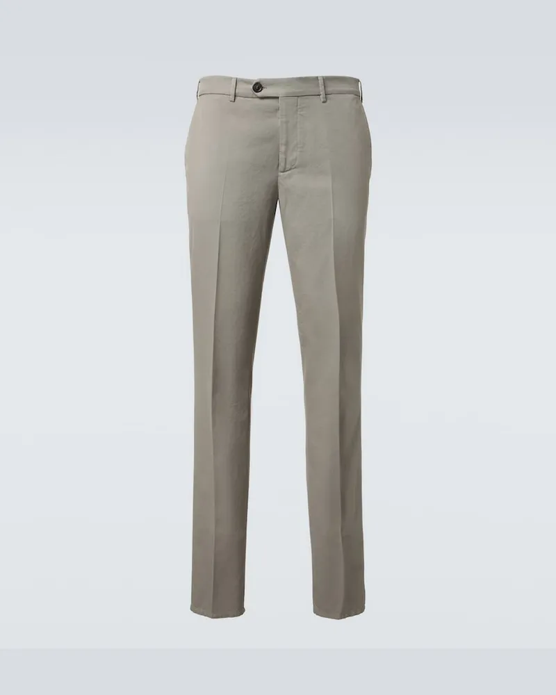 Brunello Cucinelli Pantaloni slim in cotone Verde
