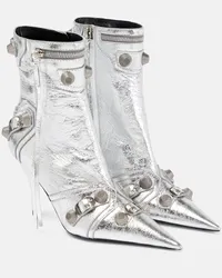 Balenciaga Stivaletti Cagole in pelle metallizzata Argento