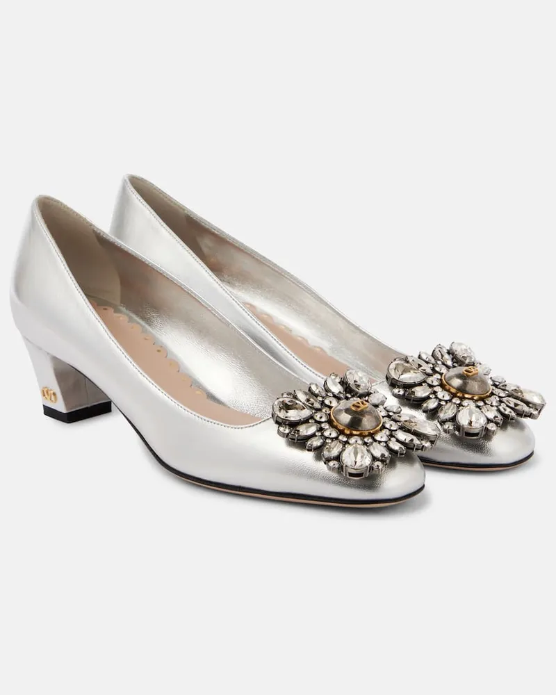 Valentino Garavani Pumps Preshoes 45 in pelle metallizzata Argento