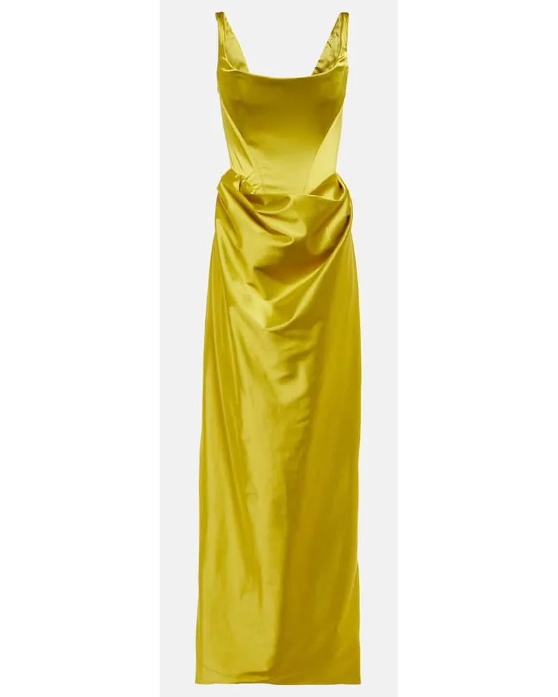 Vivienne Westwood Abito bustier lungo in raso Giallo