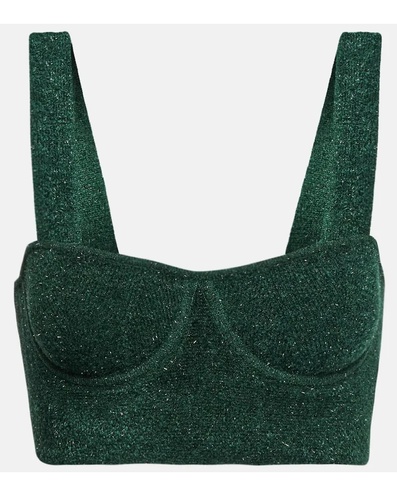 GALVAN Top cropped Moonlight in maglia lamÃ Verde