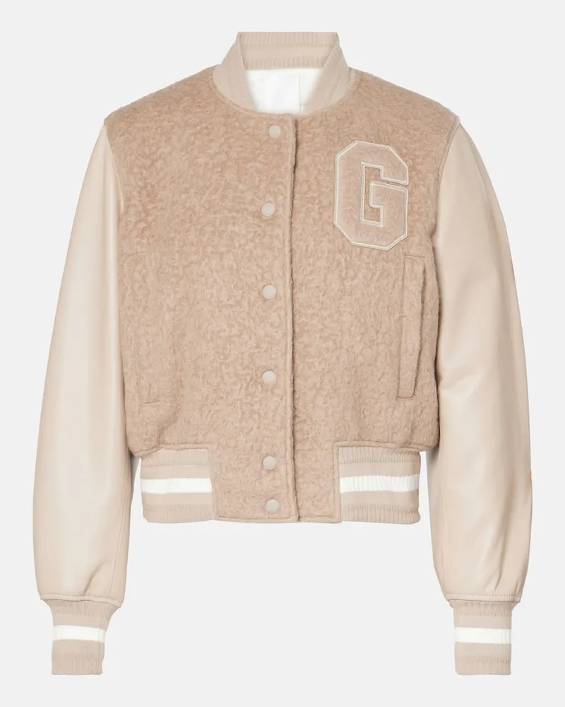 Givenchy Giacca varsity in misto alpaca con pelle Beige