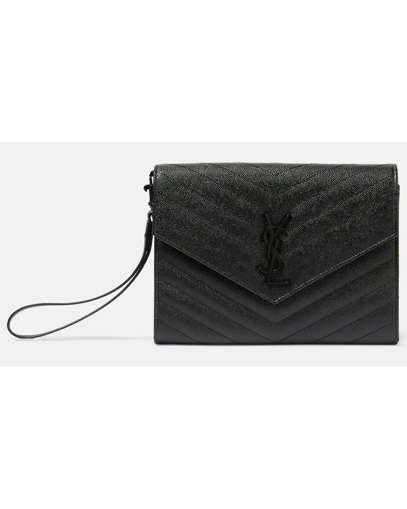 Saint Laurent Clutch Cassandre in pelle matelassÃ Nero