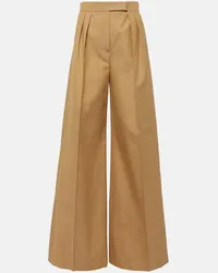 Max Mara Pantaloni a gamba larga Corte in cotone Marrone