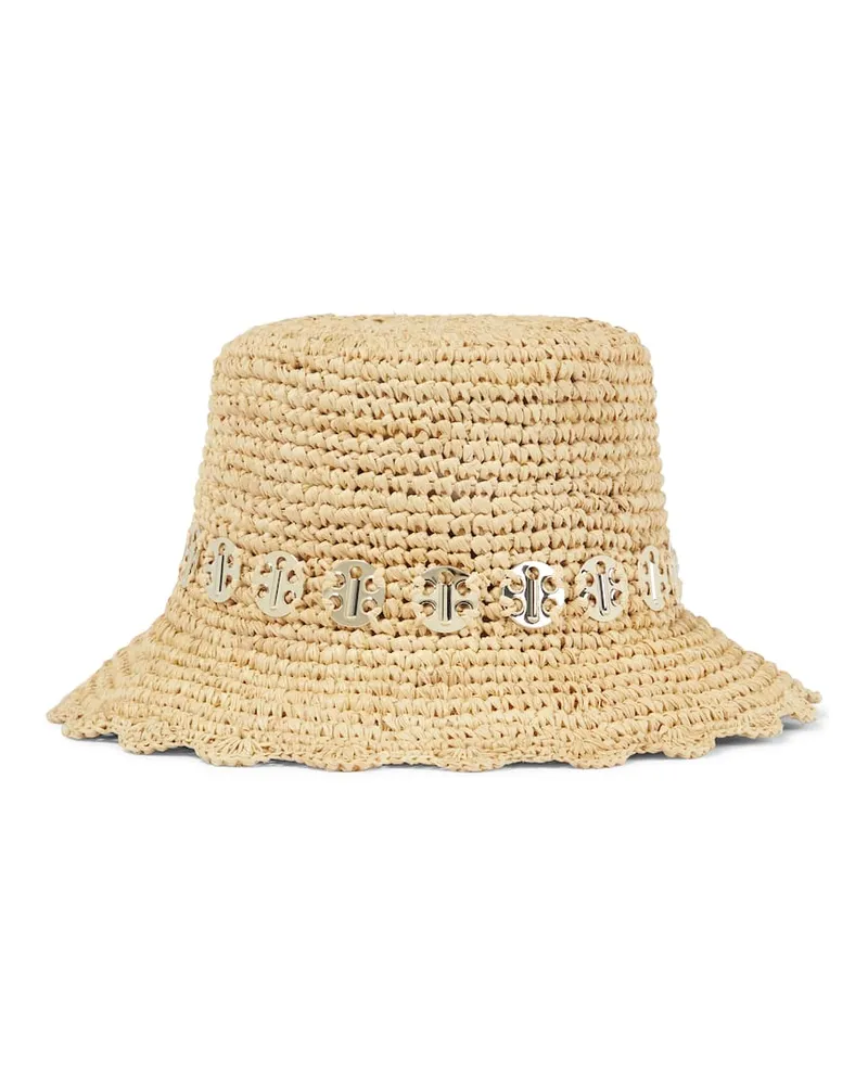 Paco Rabanne Cappello da pescatore in rafia Beige