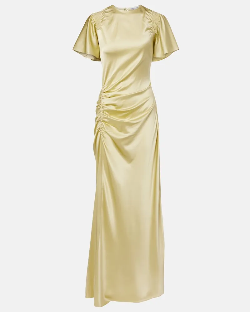 Veronica Beard Abito lungo Huntleigh in satin di misto seta Verde