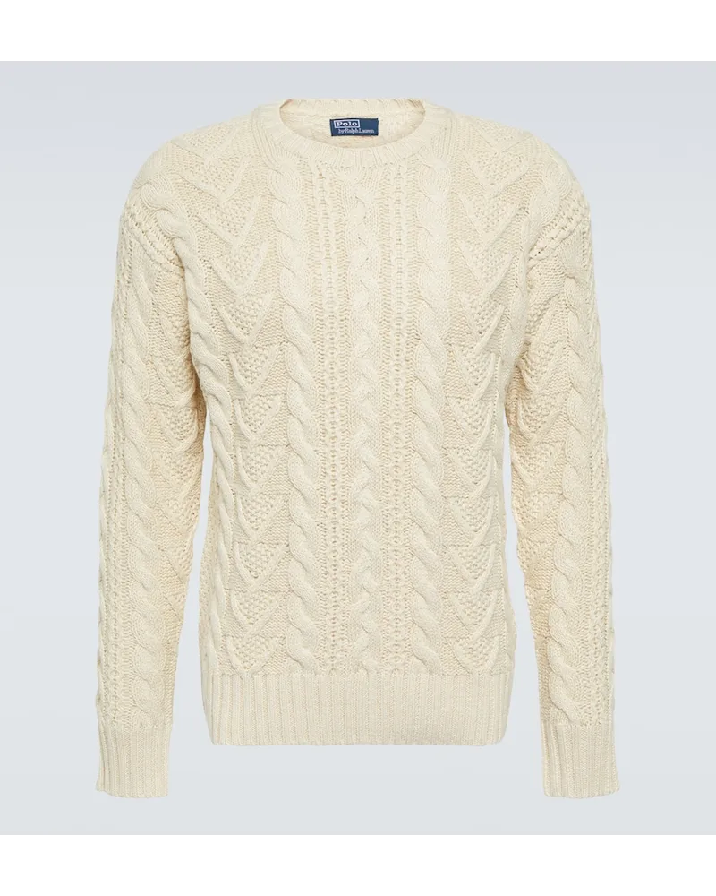 Ralph Lauren Pullover in maglia di misto cotone a trecce Neutro