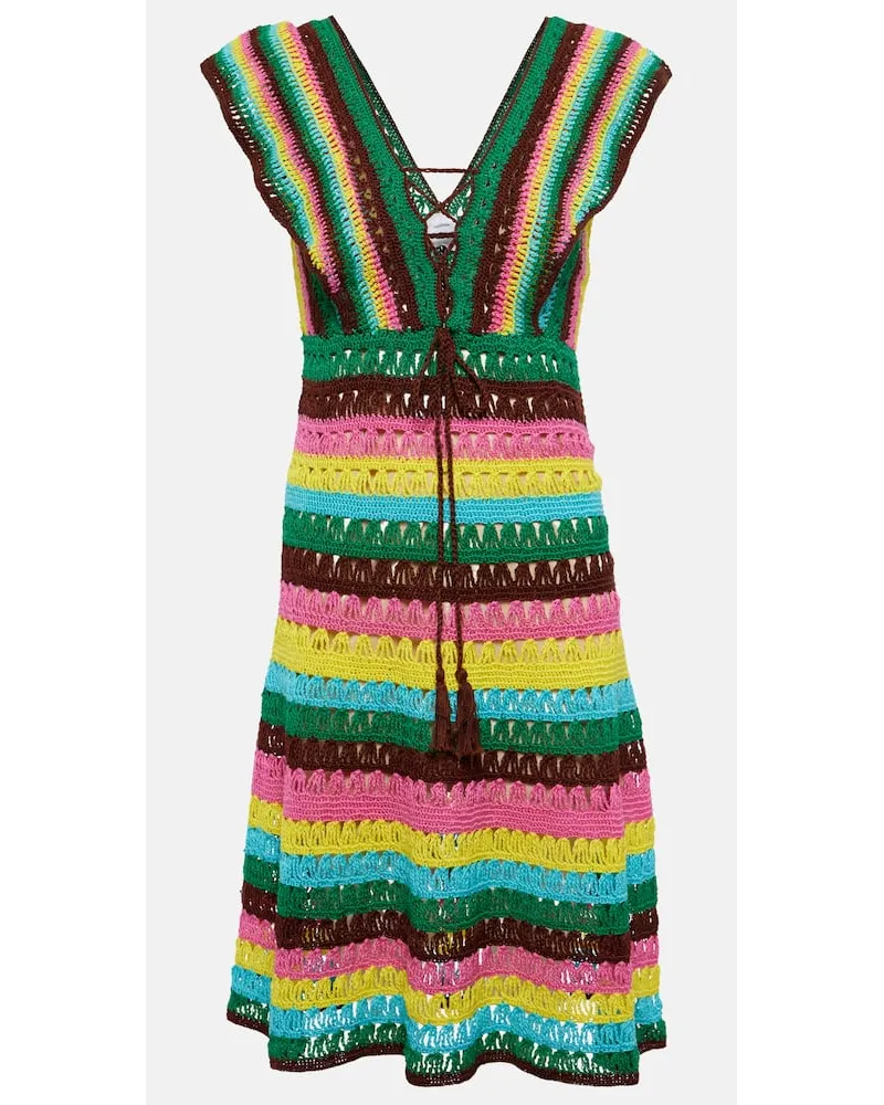 Anna Kosturova Miniabito in crochet di cotone a righe Multicolore
