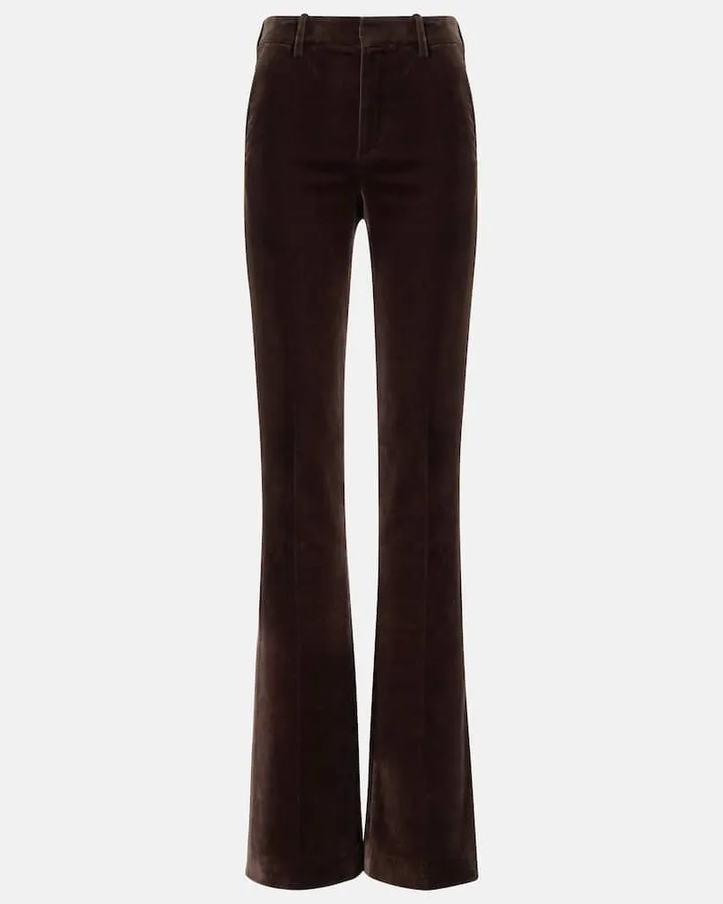 Loro Piana Pantaloni regular Gaby in velluto Marrone