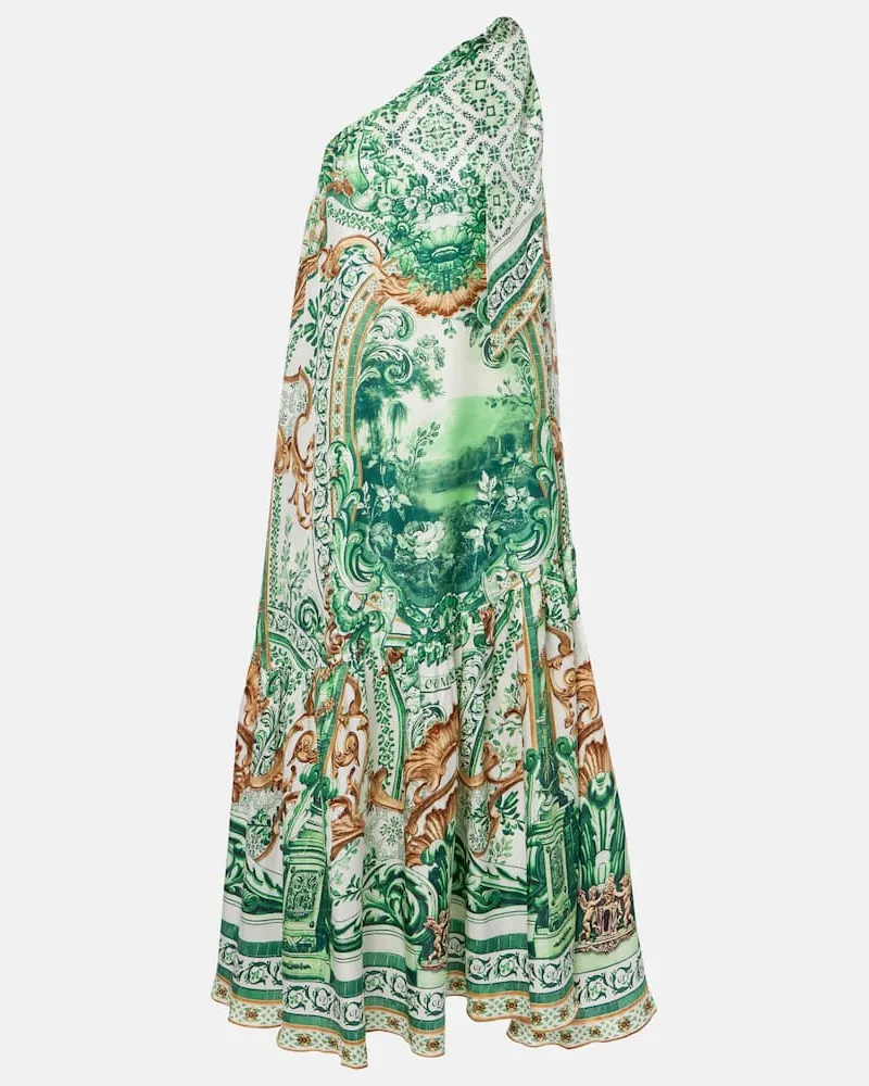 Camilla Abito lungo monospalla in seta Multicolore