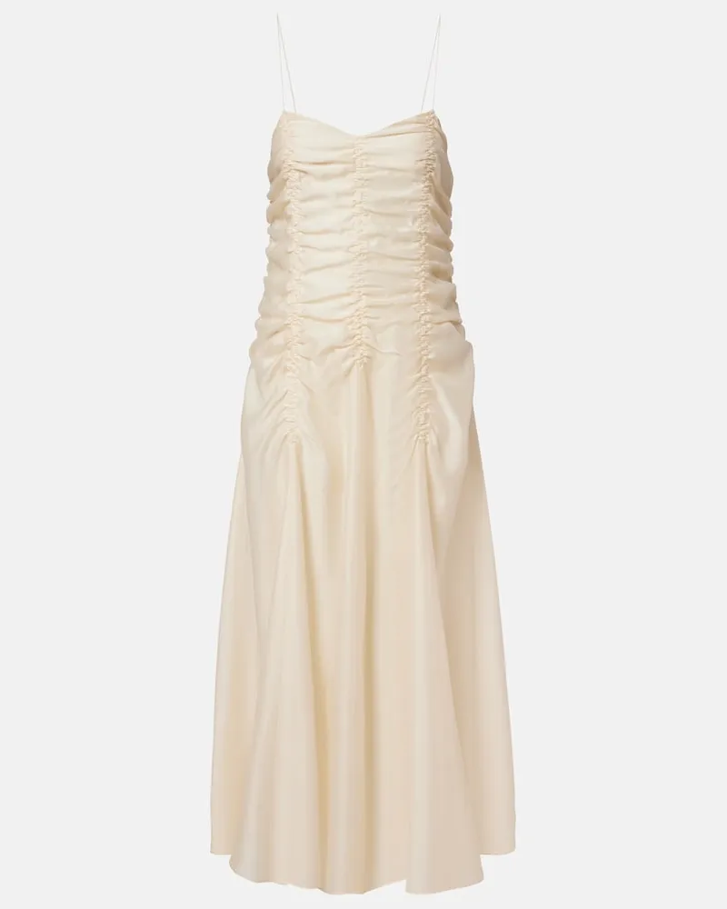 KHAITE Abito lungo Raina in raso Bianco