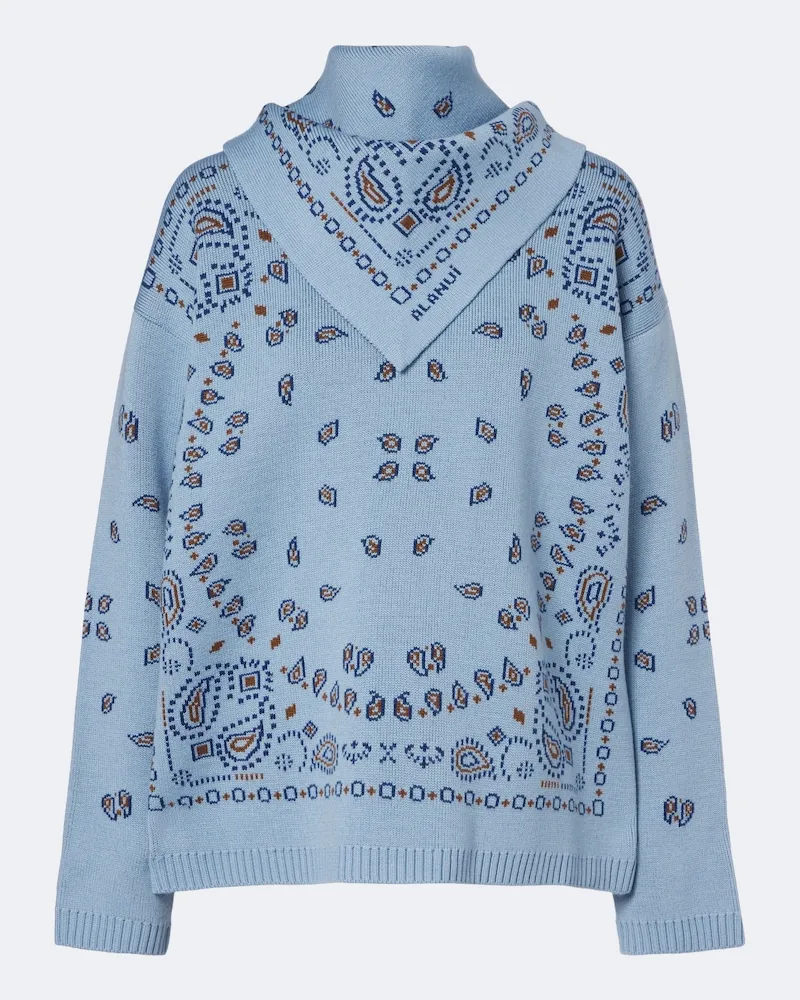 Alanui Pullover Bandana in lana vergine jacquard Blu