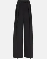 SPORTMAX Pantaloni Gessati in lana a gamba larga Nero