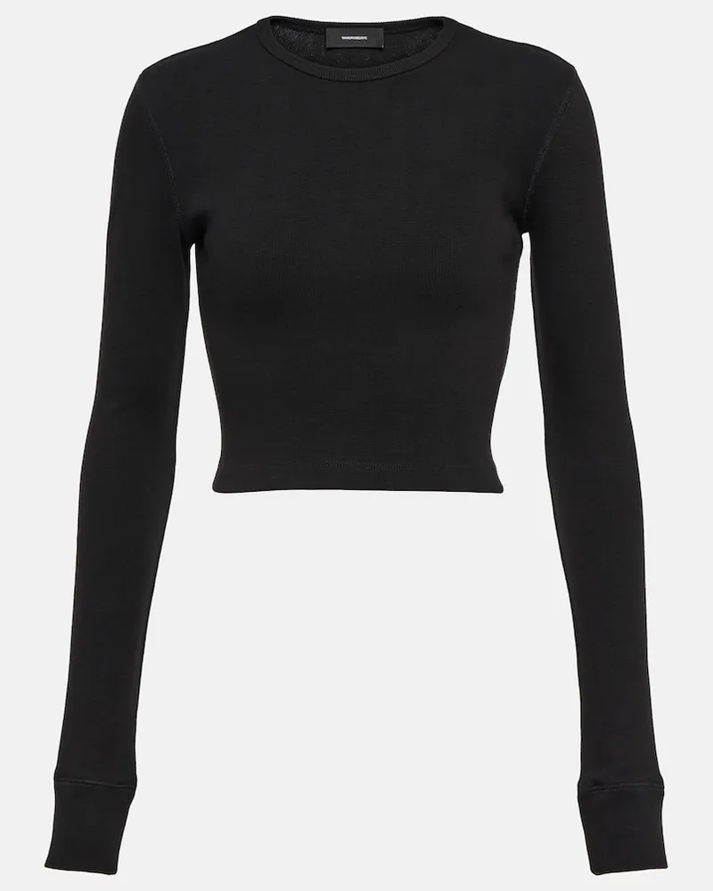 WARDROBE.NYC x Hailey Bieber - Top cropped HB in jersey di misto cotone Nero
